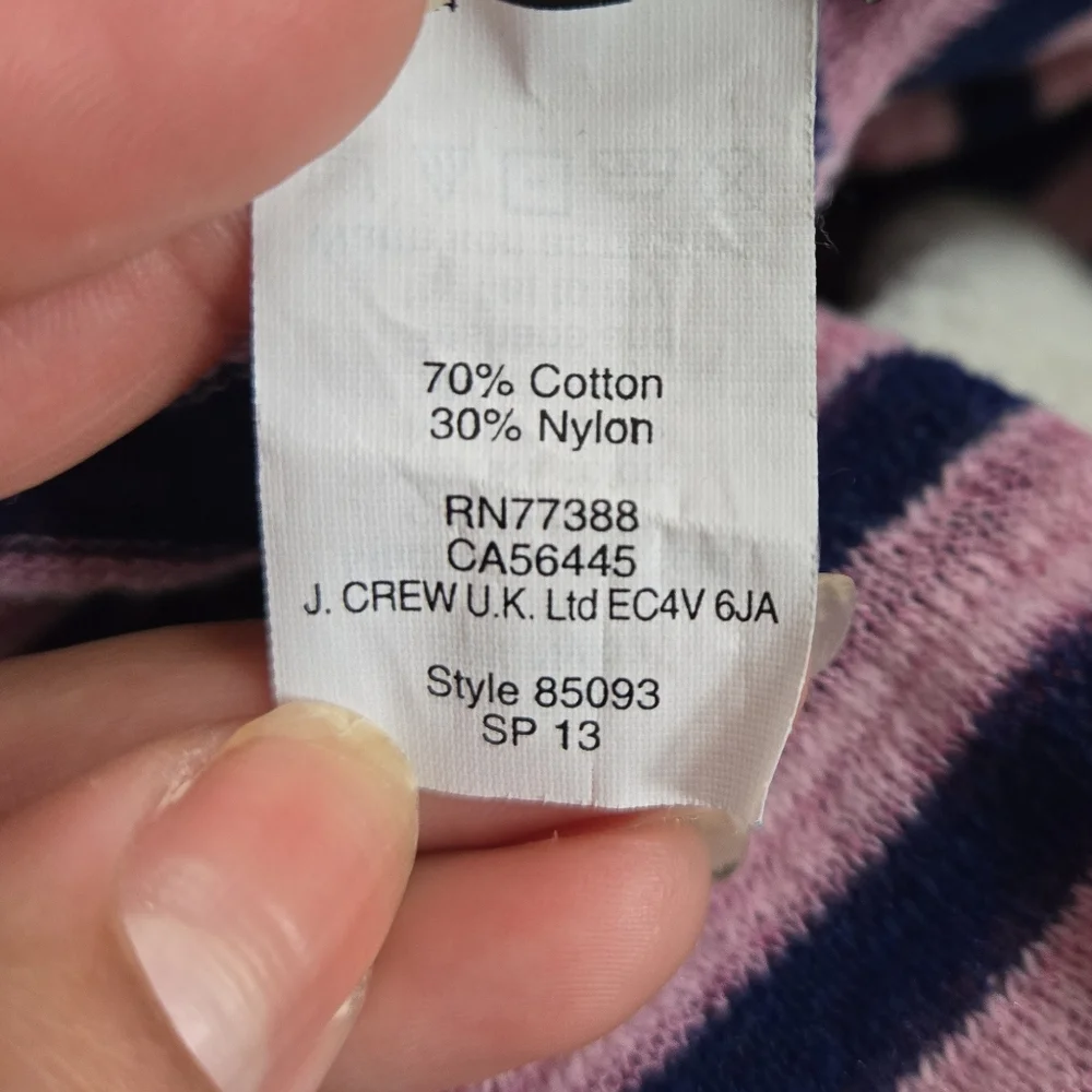 J Crew Striped Cotton Blend V Neck Sweater Cardigan Pink Blue size small
